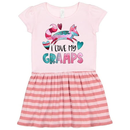 

Inktastic I Love My Gramps Pink and Blue Fox with Hearts Gift Toddler Girl Dress