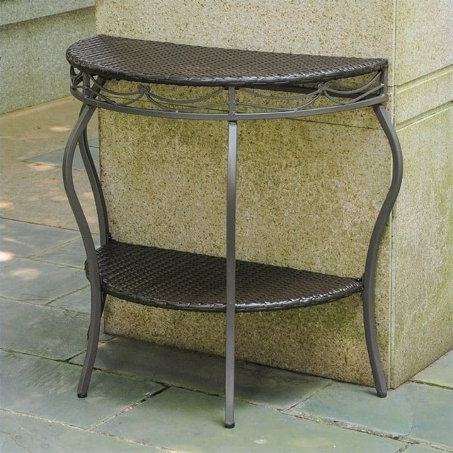 International Caravan Valencia Half Moon Patio Table in Chocolate