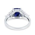 thumbnail image 3 of Cushion Cut Art Deco Ring Blue Sapphire CZ 925 Sterling Silver Size 9, 3 of 6