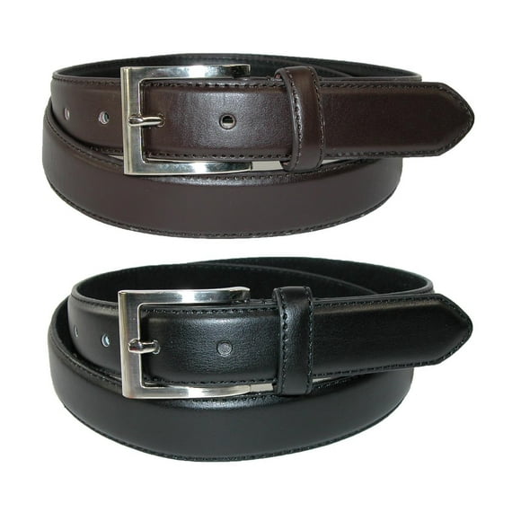 CTM®  Leather Dress Belt with Silver Buckle (Pack of 2) (Men's Big & Tall)