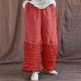 thumbnail image 2 of VEKDONE Women Wide Leg Pants Fashion Color Block Patchwork Palazzo Pants Summer Casual Elastic Waist Loose Fit Travel Trousers with Pockets Watermelon Red M, 2 of 6