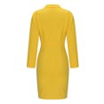 thumbnail image 3 of WXLWZYWL Winter Dresses for Women Women'S V-Neck Bubble Sleeve Long Sleeve Hip Wrap Dress Yellow, 3 of 4