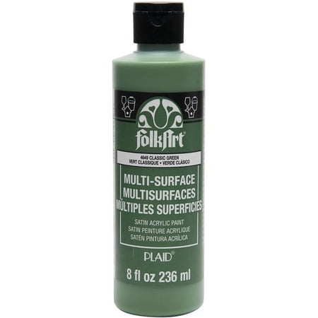 FolkArt Multi-Surface Acrylic Craft Paint, Satin Finish, Classic Green, 8 fl oz