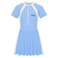 thumbnail image 2 of TiaoBug Maillot de Bain à Manches Courtes pour Filles Fermeture Éclair avant Rembourré Tenue de Plage Robe de Bain UPF50+ Protection Éruption Bleue 140/L 不带胸胸, 2 of 6
