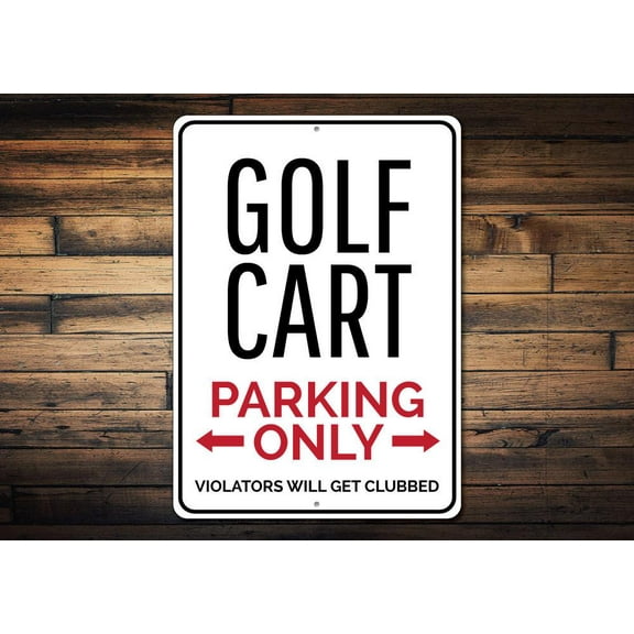 Golf Cart Parking Novelty Sign, Metal Wall Decor - 10x14 inches