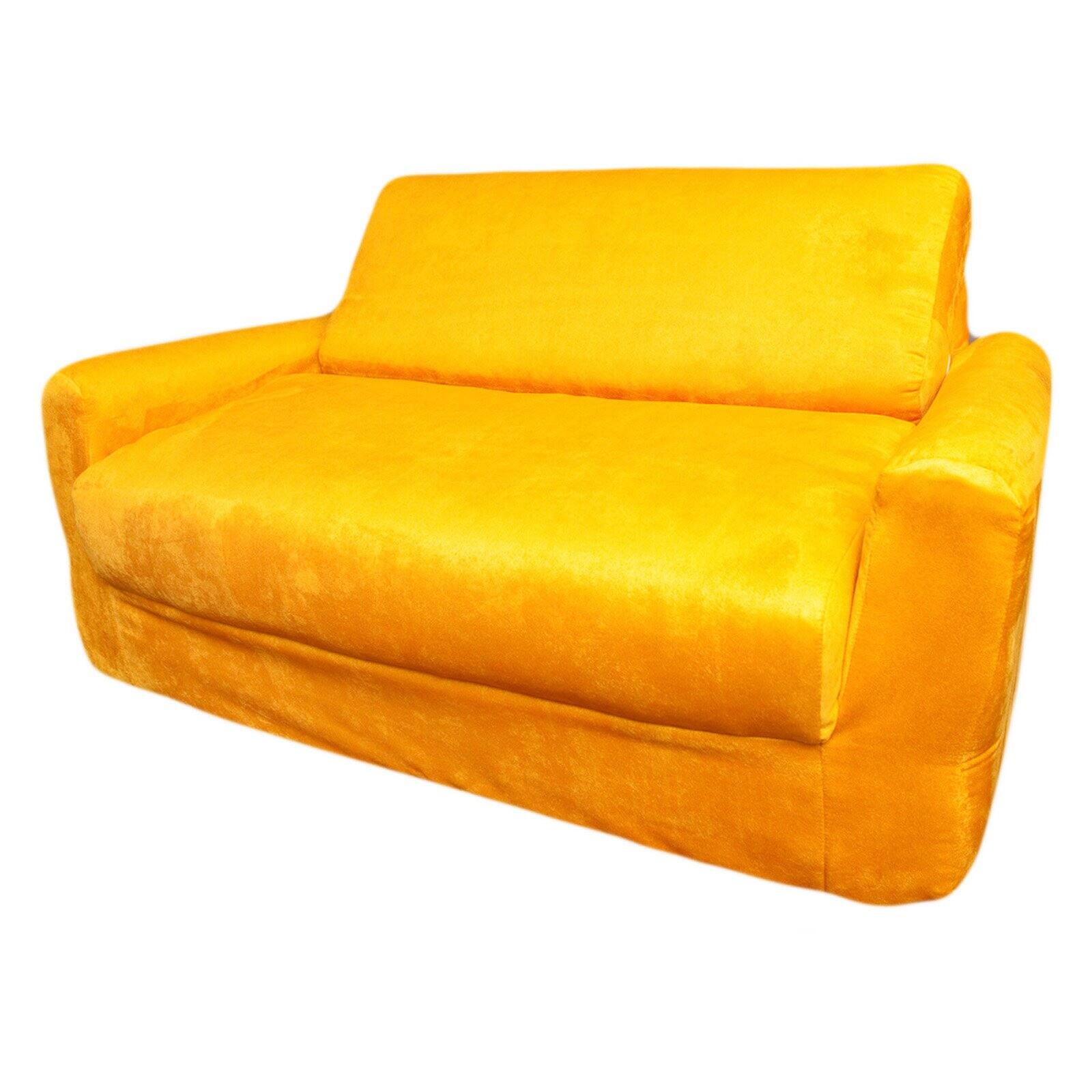 Fun Furnishings Canary Yellow Sofa Sleeper with Pillows