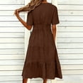 thumbnail image 6 of Ayolanni Solid Dresses for Women 2026 V Neck Short Sleeve A-Line Maxi Dress Casual Beach Knit Elegant Long Dress with Pockets Brown L, 6 of 6