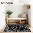 thumbnail image 3 of ODIKA 6'x9' Machine Washable Non-Slip Area Rug, Whimsical Pinecone with Interlocking Ribbons and Snowfall High Traffic Rug with Pad, Black, 746159, 3 of 8