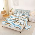 thumbnail image 2 of Castle Fairy Flat Cartoon Trout Wave Queen Sheets 4 Pieces,Stream Fish Outdoors Seamless Print Queen Sheet Sets,Brown Sky,1 Fitted Sheet,1 Flat Sheet and 2 Pillowcases, 2 of 6