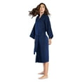thumbnail image 2 of Turquaz Linen Lightweight Long Waffle Kimono Spa Robe for Women (SM, Navy Blue), 2 of 4