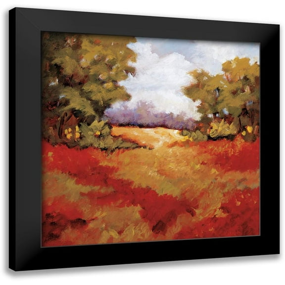 Baynes, Maija 12x12 Black Modern Framed Museum Art Print Titled - Scarlet Fields II
