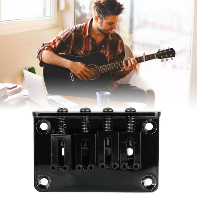 4 String Guitar Bridge, Durable Guitar Bridge Metal Fixed Hardtail Saddle Musical Replacement Parts For Electric Guitars Bass Ukulele