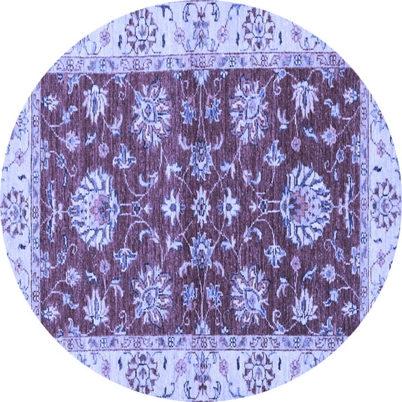 Ahgly Company Machine Washable Indoor Round Oriental Blue Traditional Area Rugs, 5' Round