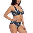 thumbnail image 2 of Kdxio Daisies Flowers Print Women's 2 Piece High Waisted Wrap Spaghetti Strap Summer Swimsuit Bikini Set-Small, 2 of 7