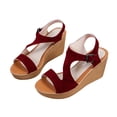 thumbnail image 3 of Sandalias de cuña Zapatos romanos para mujer Zapatos de boca de pez de tacón alto de gamuza Wmkox8yii  sa1509, 3 of 6