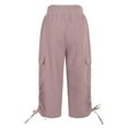 thumbnail image 5 of Lenpel Women's Cargo Capri Pants Lightweight High Waisted Drawstring Cropped Hiking Pants Summer Casual Travel Shorts with Pockets, 5 of 6