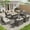 Beige, variant on Ovios 8 Pieces Outdoor Patio Furniture Set with 42" Rattan Propane Fire Pit Table Wicker Outdoor Conversation Set with Gas Fire Pit & Ceramic Tabletop for Backyard