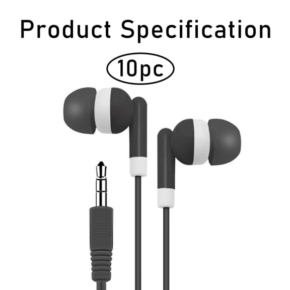 GJX 2026 New 10Pcs Headphones Noise Cancelling Headphones Wireless Headphones Colorful In-Ear Headphones Wired 3.5Mm Universal Earbuds for Mobile and Tablet for Travel Workout Gaming Commute Black