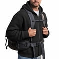 thumbnail image 6 of Hsovts Mens Waffle Knit Full Zip Hoodies Loose Pocket Drawstring Jacket Winter Warm Outdoor Casual Hoodie Black 2XL, 6 of 7