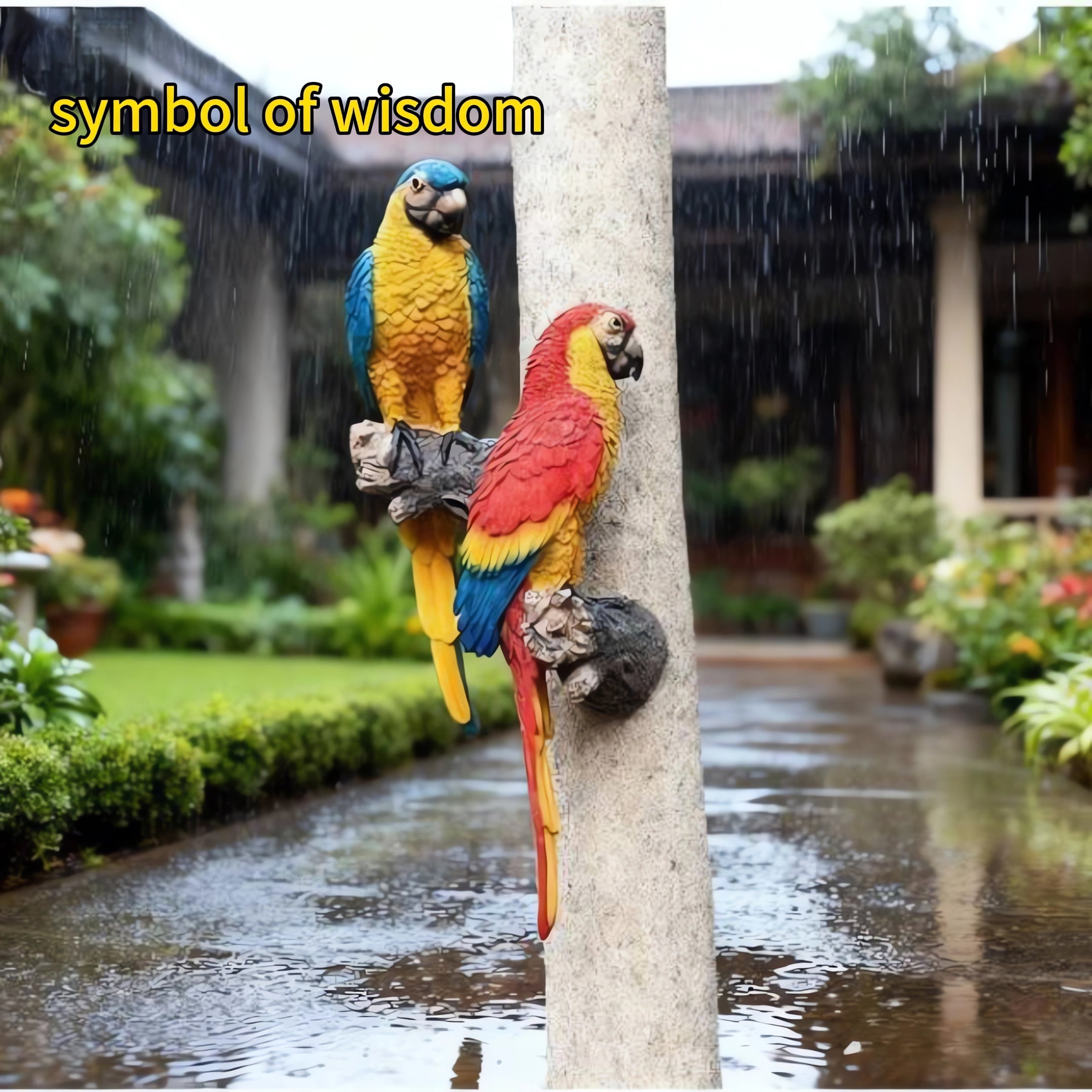 Parrot Garden Statue，Realistic Resin Parrot Tree Pendant Animal Sculpture ，Indoor And Outdoor  Garden Lawn House Art Resin Statue