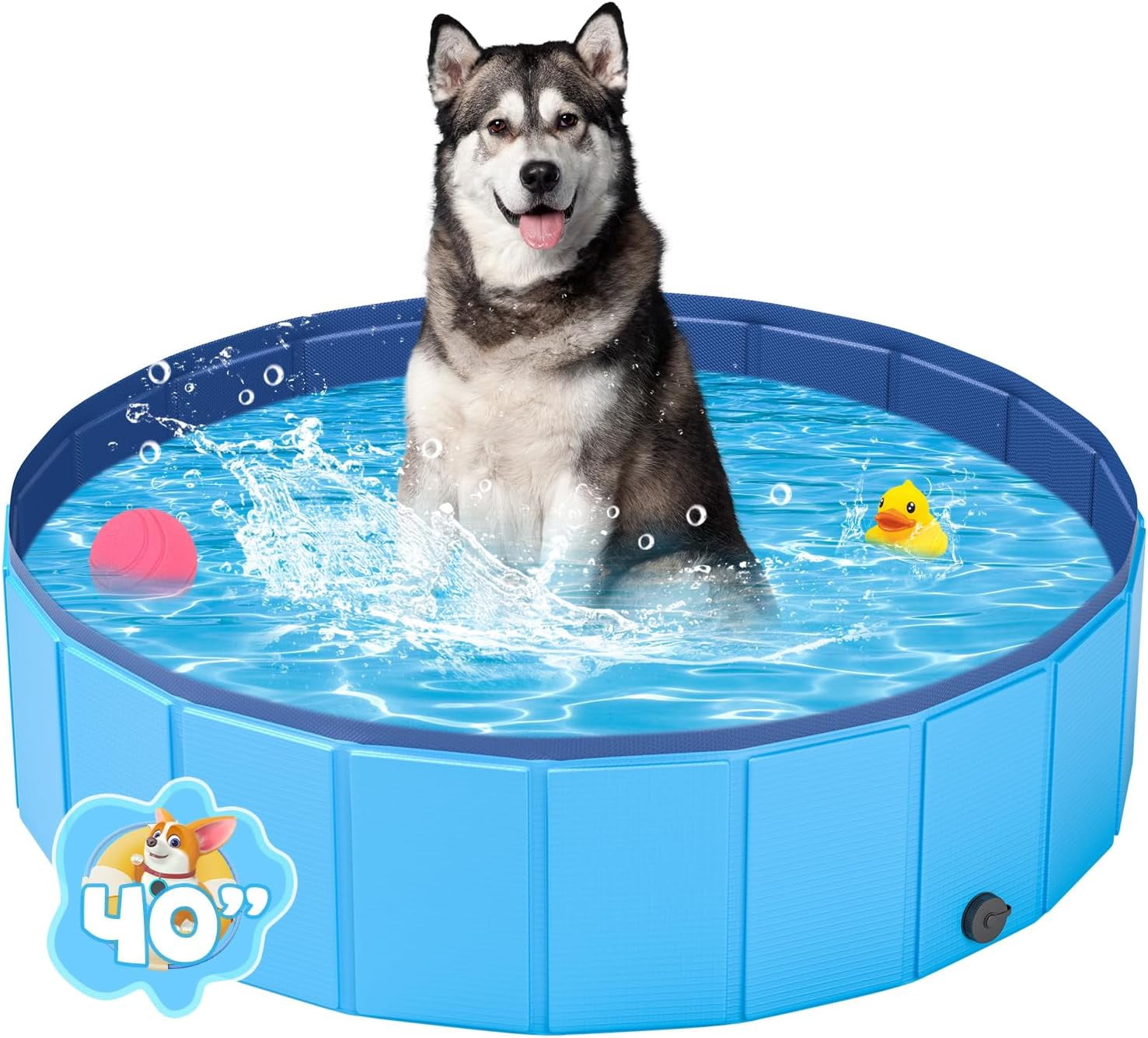 Niubya Dog Pool 97 x 16'' Foldable Portable Bath Tub for Pets