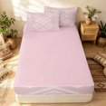 thumbnail image 4 of Erosebridal Traditional Aztec Zipper Full Size Comforter Sets with Fitted Sheet and 2 Pillowcases, Southwestern Rhombus Zipper Bedding Set, Blush Pink White, Pink Reversible, 4 of 7