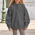 thumbnail image 2 of Ruyang Teen Girls Soft Hoodie Fall Thin Cropped Half Zipper Hooded Pullover Sweatshirts Plain Casual Long Sleeve Tops Clothes, 2 of 9