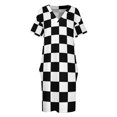 thumbnail image 3 of Checkered Black and White Loose Pocket Dress birthday dress summer outfits for women 2025, 3 of 6