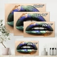 thumbnail image 4 of Designart ' Woman Lips With Green Lipstick & Teeth ' Modern Canvas Wall Art Print, 4 of 4