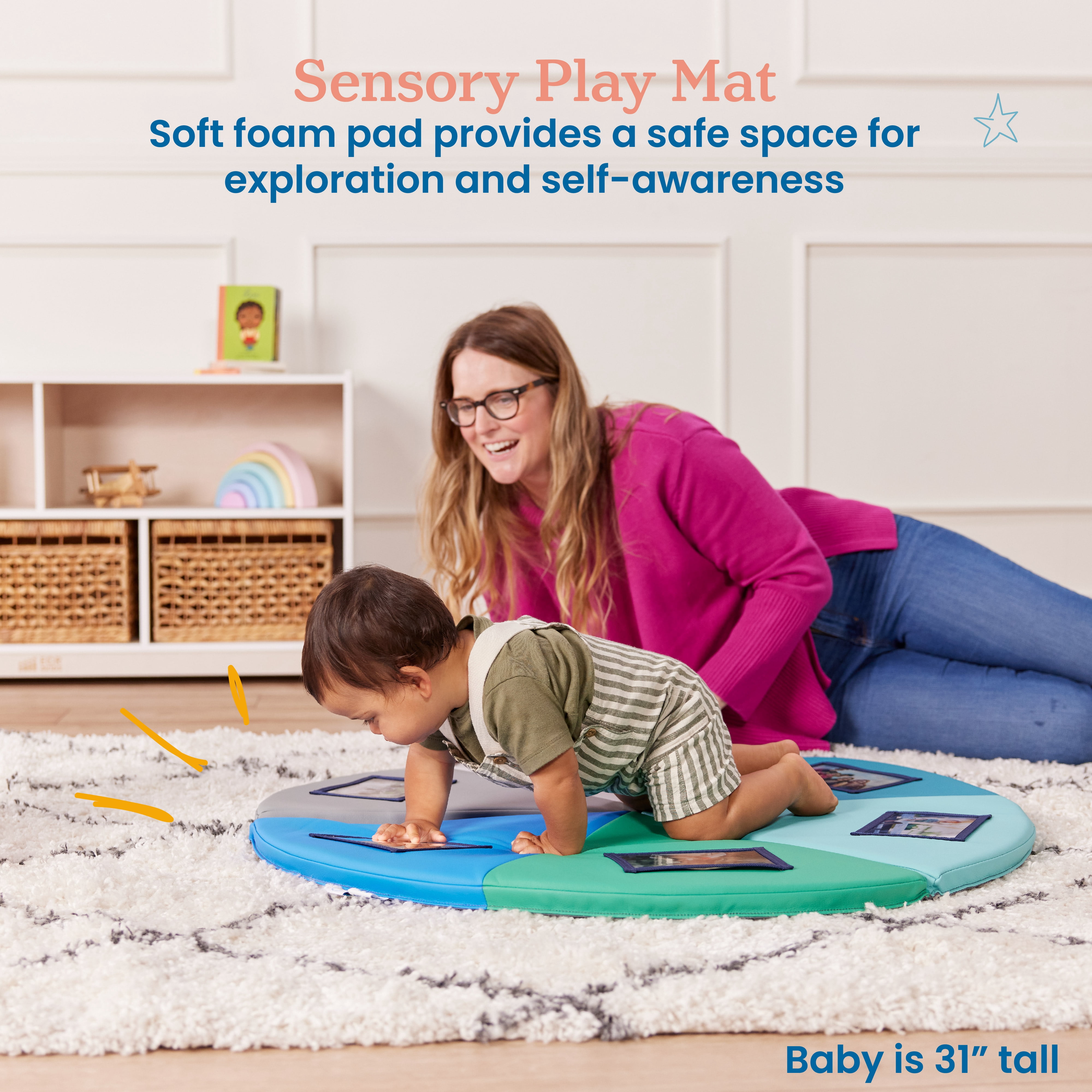 ECR4Kids SoftZone Picture Me Folding Activity Play Mat, Daycare Essentials, Contemporary