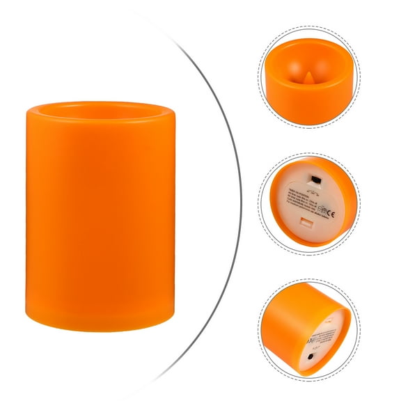 KALLORY Flameless Decorative Orange Candle with Realistic Flame Effect Light, Candle Shape, 1 Piece for Home Decor