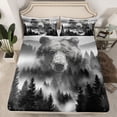 thumbnail image 2 of Feelyou Teen Wildlife Bear Full Size Sheets, Rustic Nature Scenery Bed Sheets, 4pcs, 2 of 7
