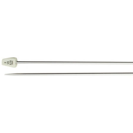 Silvalume Single Point Knitting Needles, 14", Size 2, Silver Pink