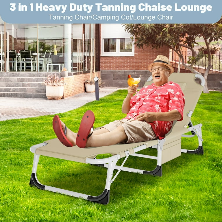 MOPHOTO 5 Position Folding Lounge Chair Portable Outdoor Folding Chaise Lounge Chair for Sun Tanning Folding Cot Perfect for Pool Beach Patio