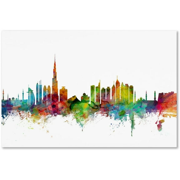 Trademark Fine Art "Dubai Skyline" Canvas Art by Michael Tompsett