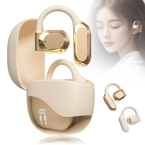 FYHALE 2025 New AI Translating Ear Buds, Upgrade 3 in 1 Bluetooth Language Translator Earbuds in Real Time, 144 Languages Play Music Over-Ear for Travel Business Learning (Khaki)