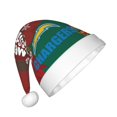 thumbnail image 3 of Gorro de Navidad de peluche para niños del equipo de fútbol de los Chargers, gorro de decoración navideña para niños y niñas, decoración para fiestas navideñas juveniles, 3 of 7