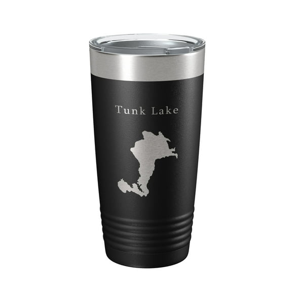 Tunk Lake Map Tumbler Travel Mug Insulated Laser Engraved Coffee Cup Maine 20 oz Black