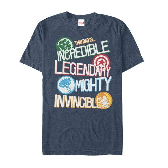 Men's Marvel Father's Day Avengers Dad Words  Graphic Tee Navy Blue Heather Medium