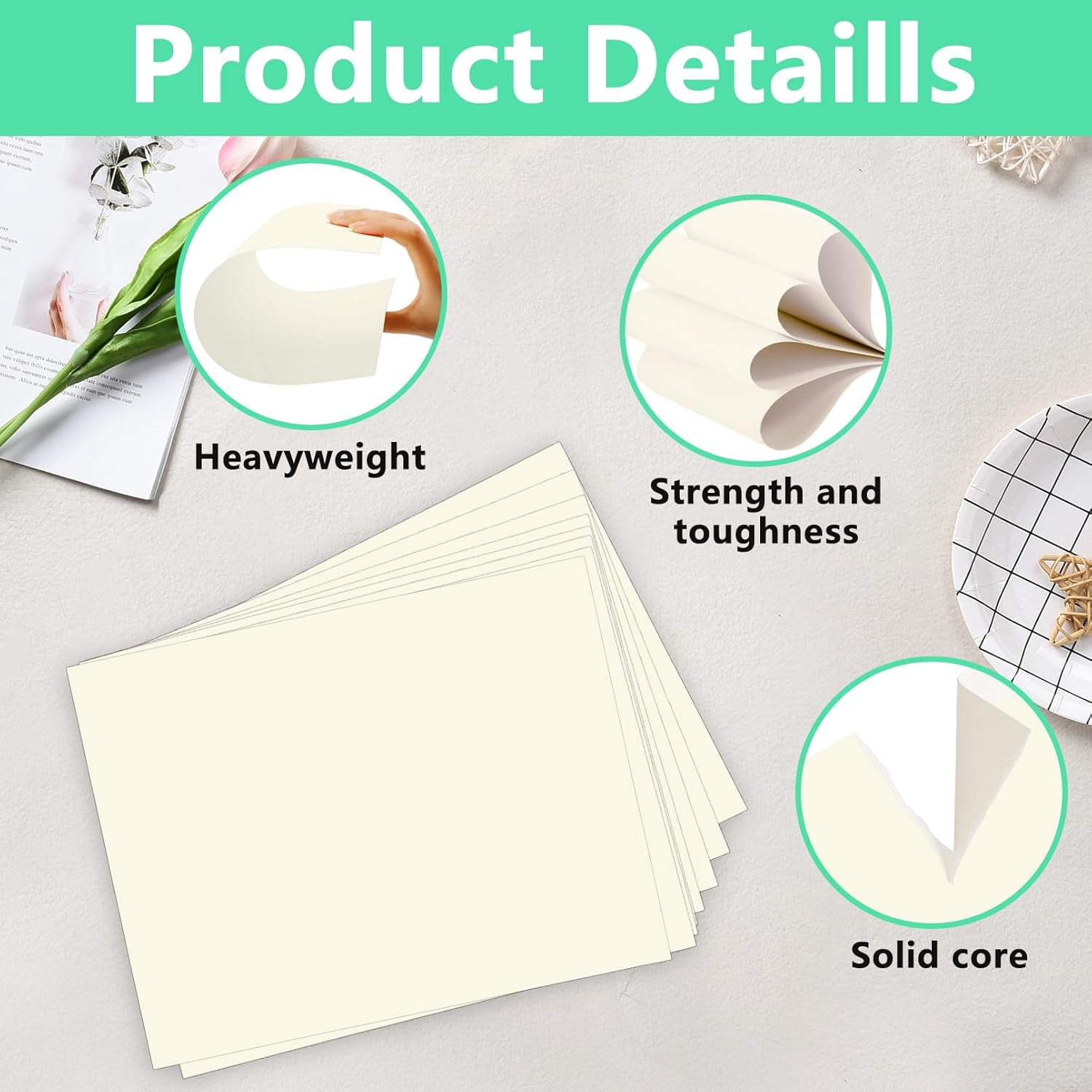 200 Sheets Cardstock,8.5 x 11 Inches Kraft Cardstock,Thick Paper Card Stock 92lb/250gsm,Printer Paper for Invitations Menus Crafts DIY Cards Projects(Cream)