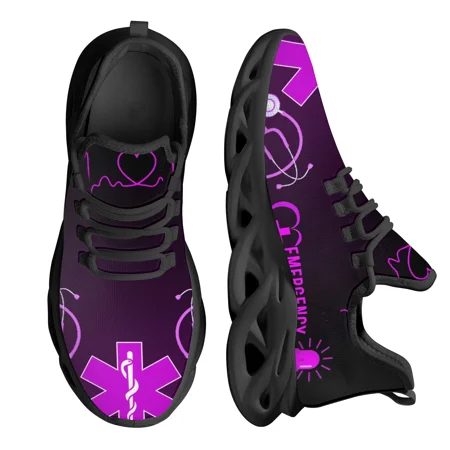 

EMT EMS EMR Paramedic Print Shoes for Women Medical Surgical Design Breathable Sneakers Lace Up Footwear Zapatos