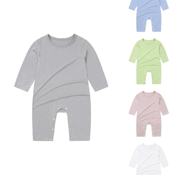 VOUZZA Baby Onesies Girl Modal Solid Long Sleeve Spring Summer Toddler Sleep One Piece Newborn Infant Pajamas Footless Footie Pjs Jumpsuits Rompers