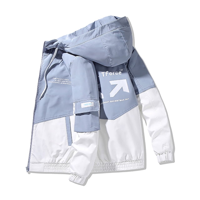 Birdeem Mens Stitching Drawstring Hooded Slim Fashion Jacket Coat Outwear