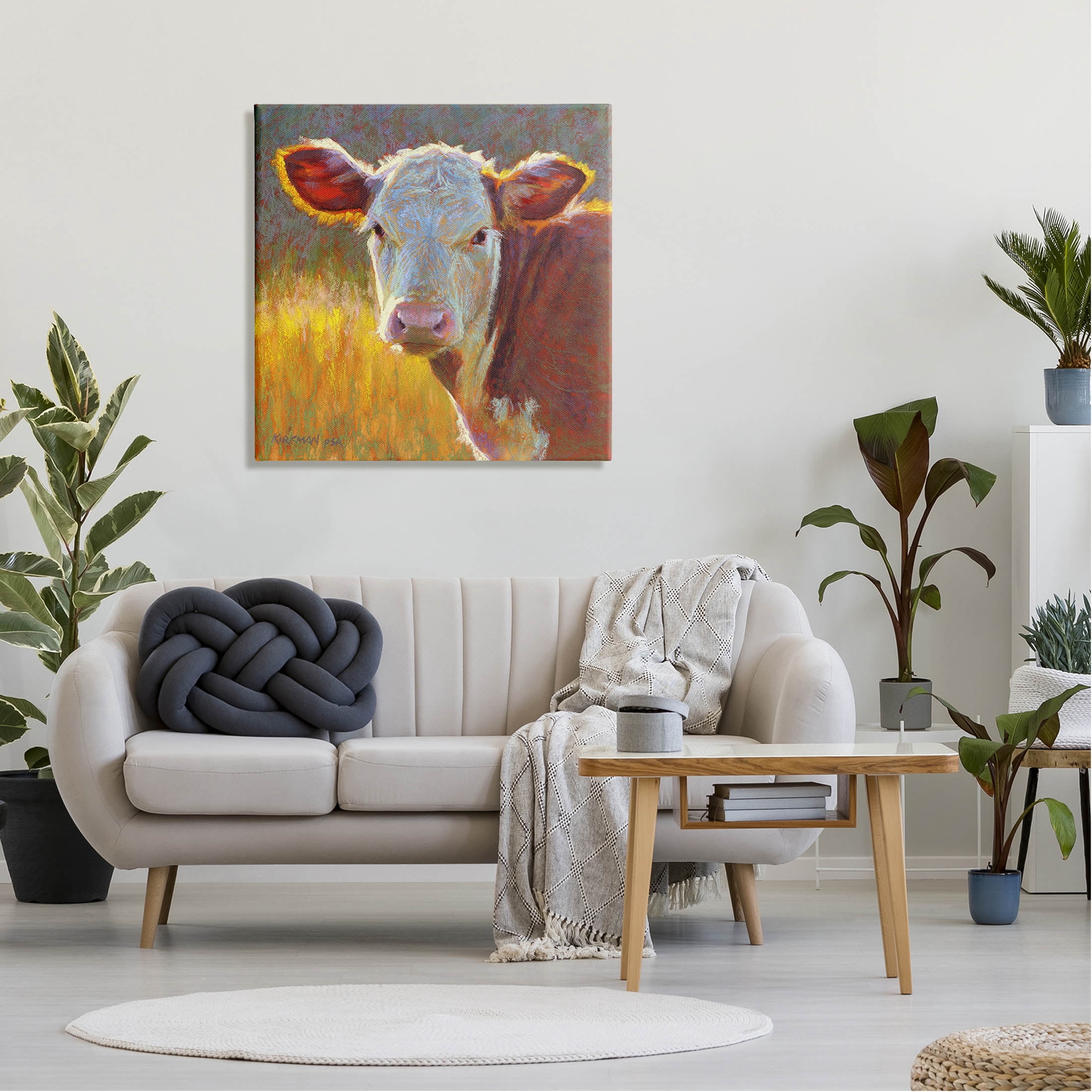 Sunlit Farm Animal Cattle Animals & Insects Painting Gallery Wrapped Canvas Print Wall Art