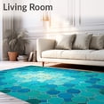 thumbnail image 2 of ODIKA 3'x5' Machine Washable Non-Slip Area Rug, Designer Floor with Striking Mosaic Inspired High Traffic Rug, Blue, 84780, 2 of 7