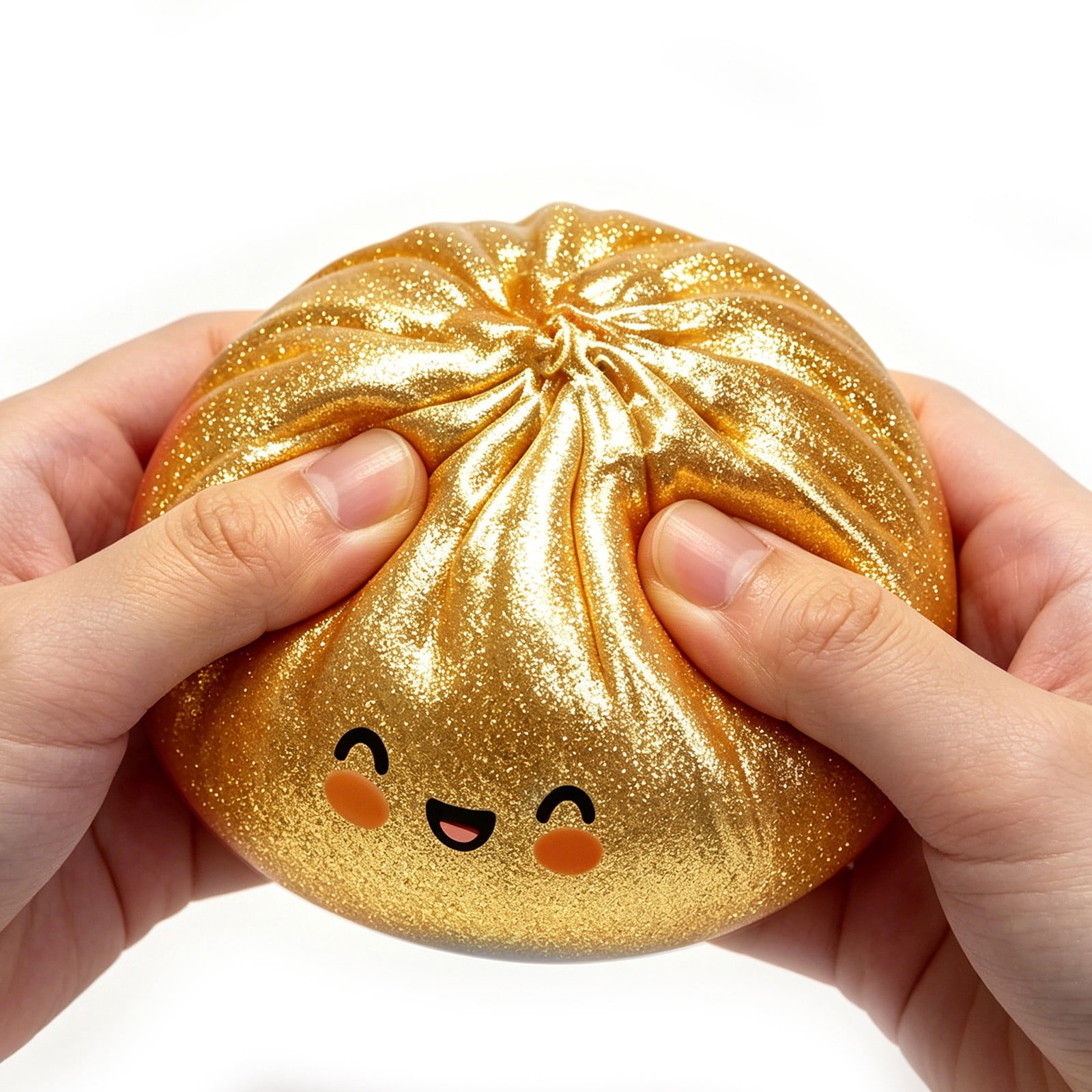 3PCS Gold Stuffed Bun Dumpling Gaint Glitter Dumpling Squishies Fidget For Anxiety Relief Squeeze Stress Balls