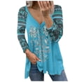 thumbnail image 2 of Blouse Décontractée à Col en V Imprimée Manches Longues pour Femmes, 2 of 6