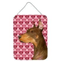 Carolines Treasures SS4468DS1216 Doberman Hearts Love and Valentines Day Portrait Wall or Door Hanging Prints 12WX16H