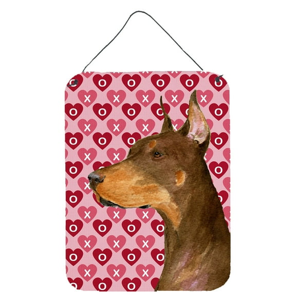 Carolines Treasures SS4468DS1216 Doberman Hearts Love and Valentines Day Portrait Wall or Door Hanging Prints 12WX16H