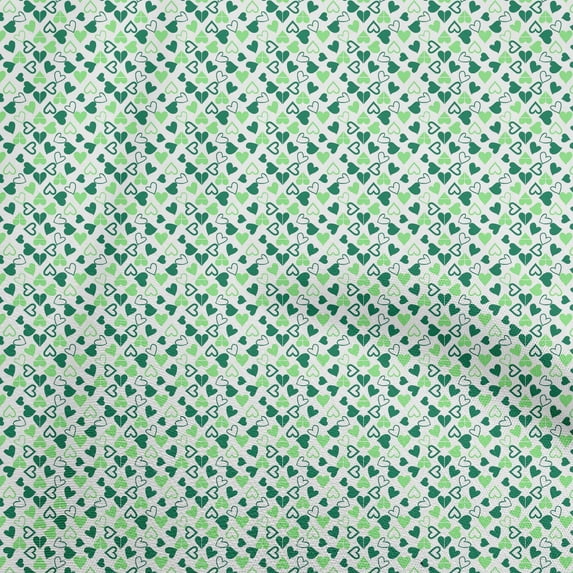 oneOone Cotton Poplin Green Fabric Hearts Print Sewing Craft Projects Fabric Prints By Yard 42 Inch Wide